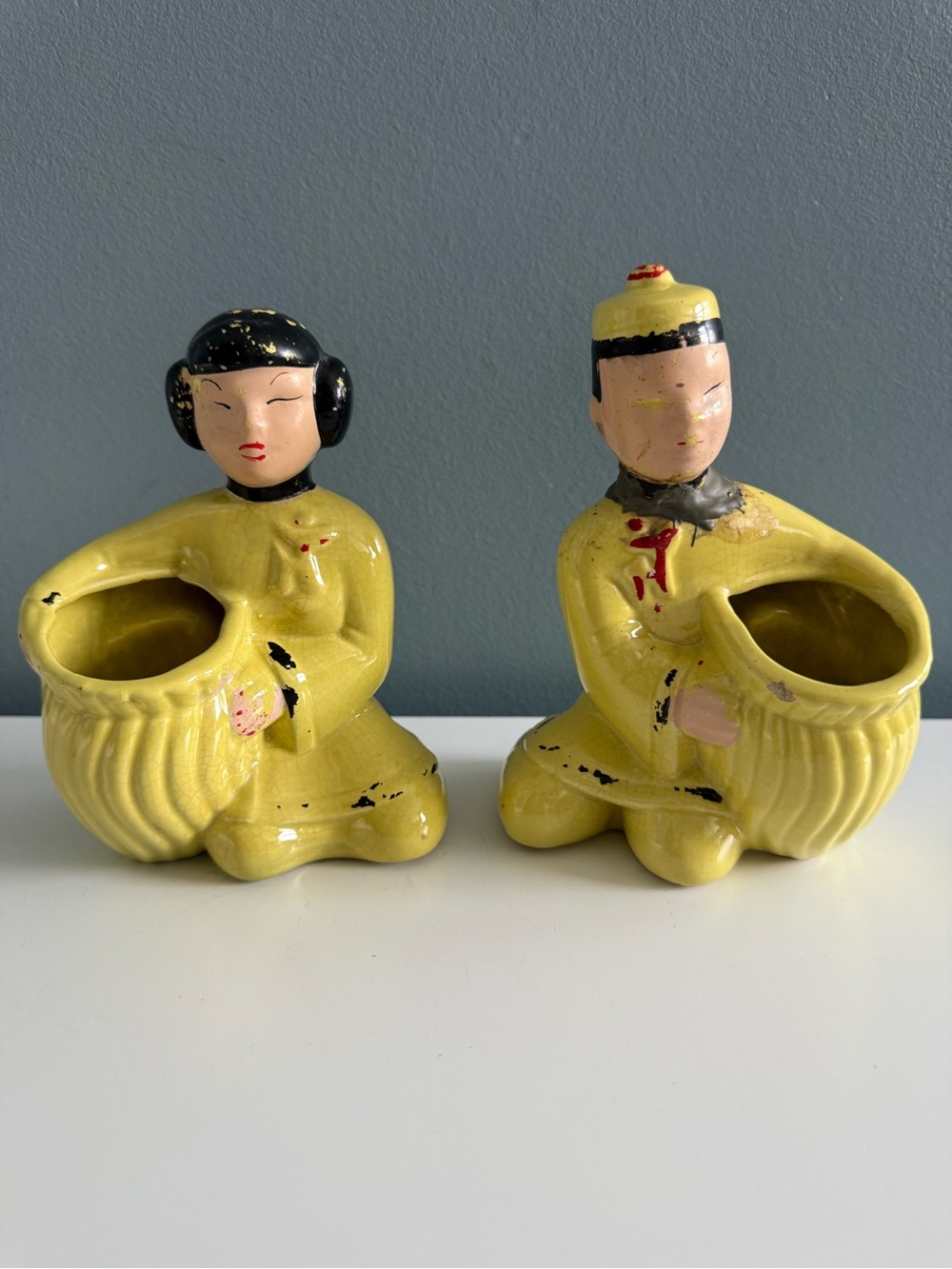 Shawnee Pottery 1940’s-1950’s Vintage Asian Couple Planters